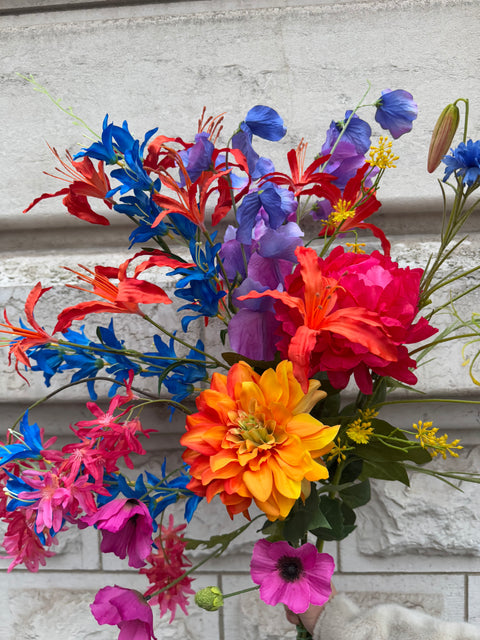 Zijden boeket: Boeket Joy met 10 Vrolijk Gekleurde Bloemen