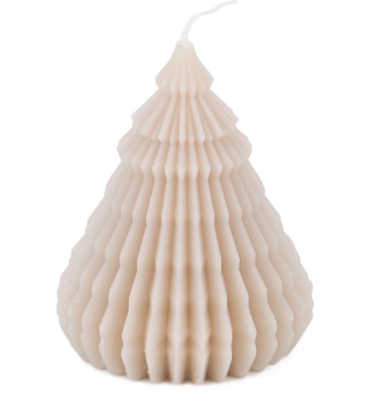 Kaars kerstboom beige mini